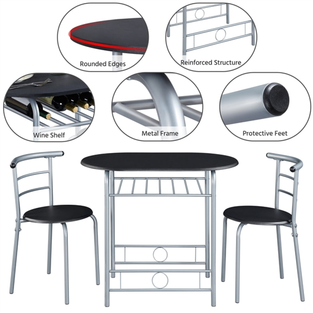 Modern Round Dining Table Set for 2 Chairs + 1 Table