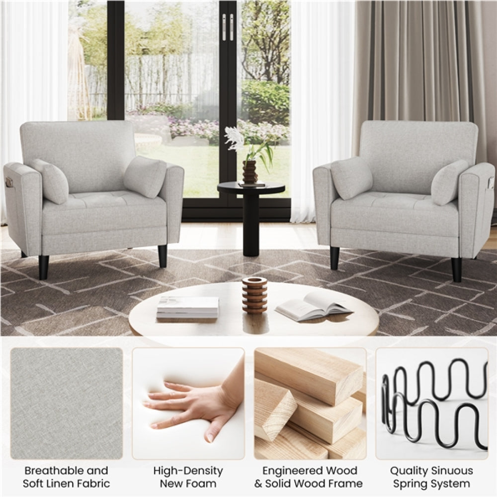 2pcs Tufted Oversized Armchairs Single Sofa Couch