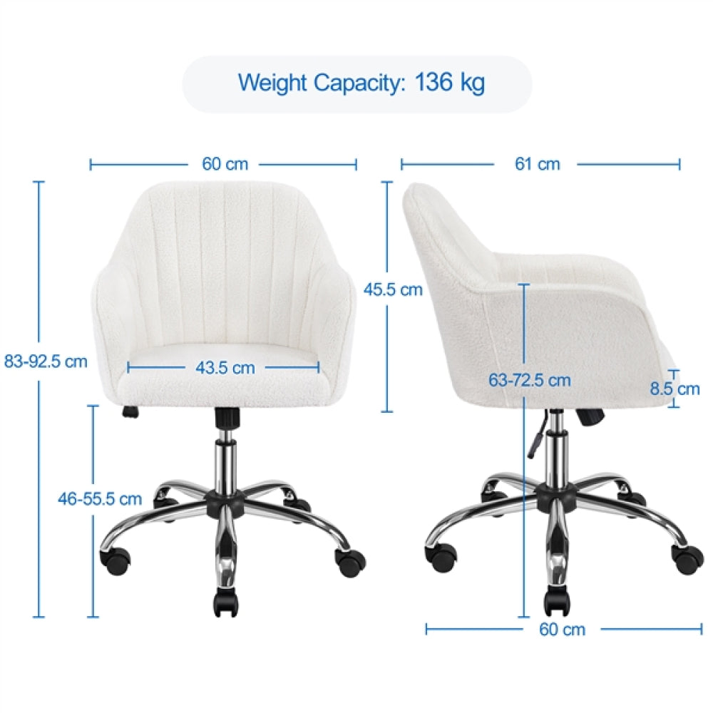Modern Boucle Desk Chair Computer Chair Computer Chair Ivory