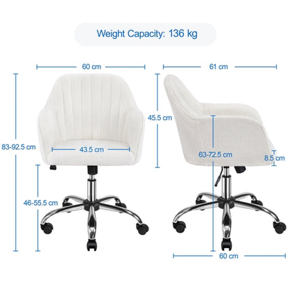 Modern Boucle Desk Chair Computer Chair Computer Chair Ivory