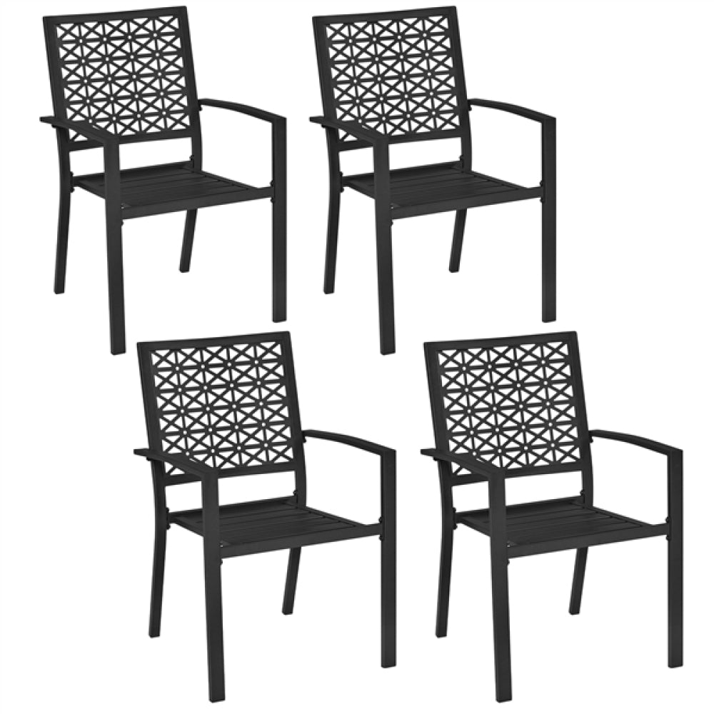 Set of 2 Outdoor Patio Dining Chairs with Armrests Modern Steel Bistro Chairs
