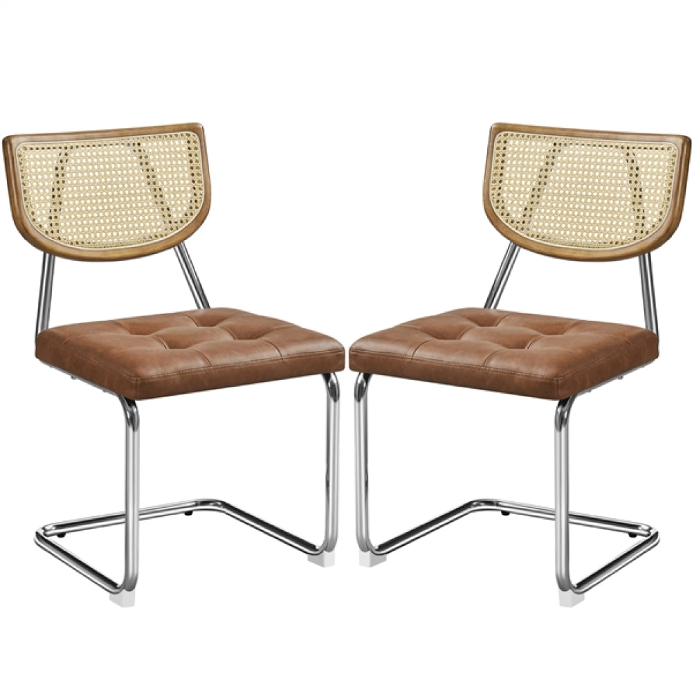 6PCS Mid-Century Modern Dining Chairs with Mesh Rattan Back