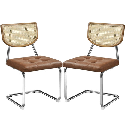 6PCS Mid-Century Modern Dining Chairs with Mesh Rattan Back