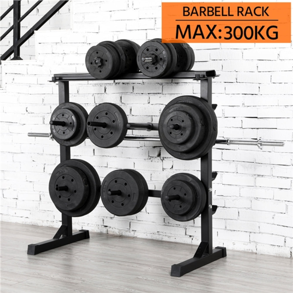 3 Tier Dumbbell Barbell Rack Weight Plate/Bar Storage Holder