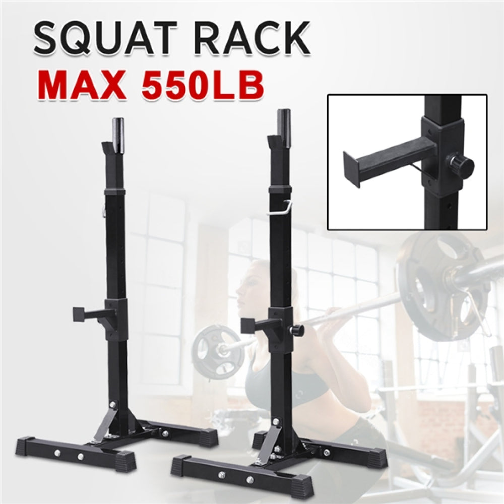 Pair of Adjustable Squat Rack Standard 45-70 Inch Solid Steel Squat Stand