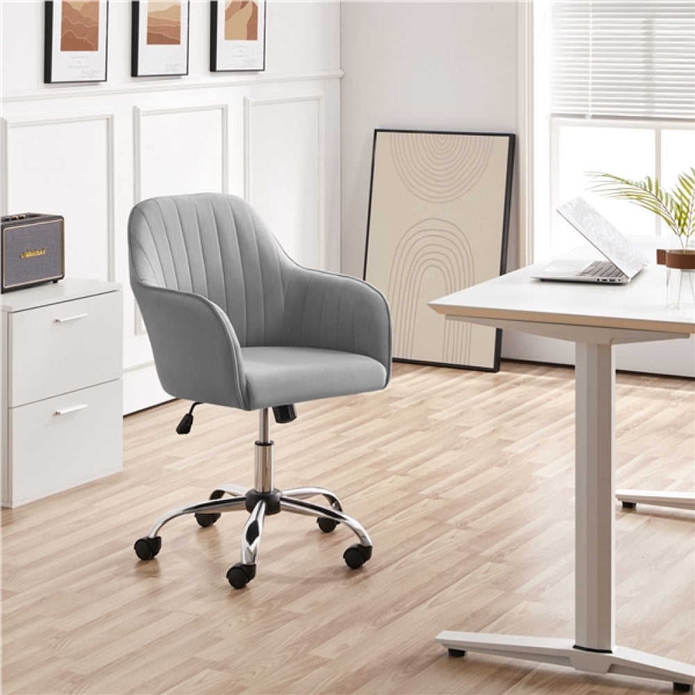 Modern Velvet Desk Chair Soft Height-Adjustable 360°Swivel Computer Chair