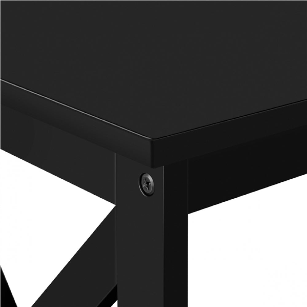 3-Tier Wooden Console Table Sofa Side Table with X-shape