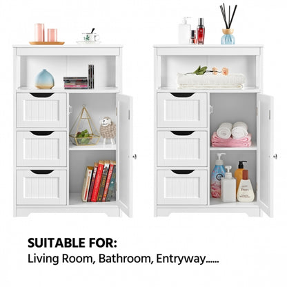 Bathroom Floor Cabinet MDF Wooden Storage Organizer w/ Drawers