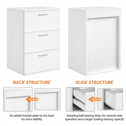 Set of 2 3 Drawers Side Table End Table