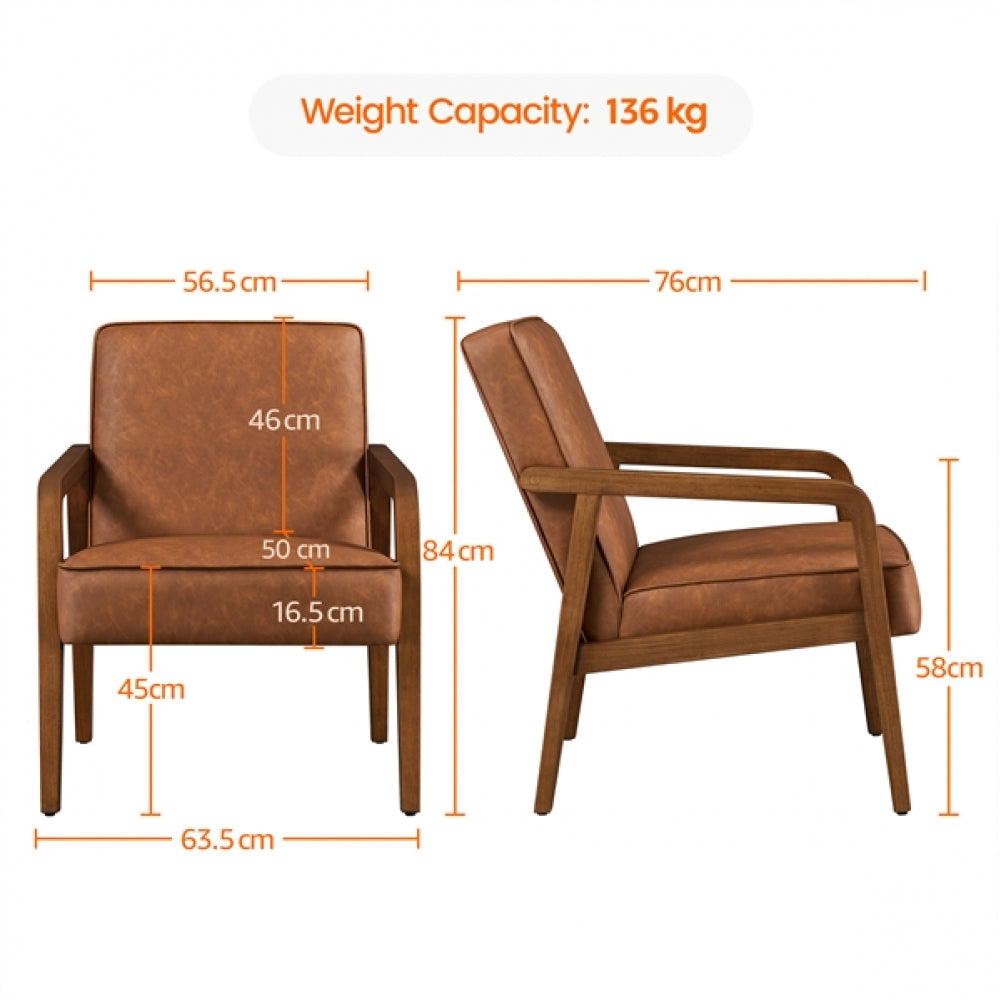 Mid-Century Modern Upholstered Lounge Chair Accent Armchair