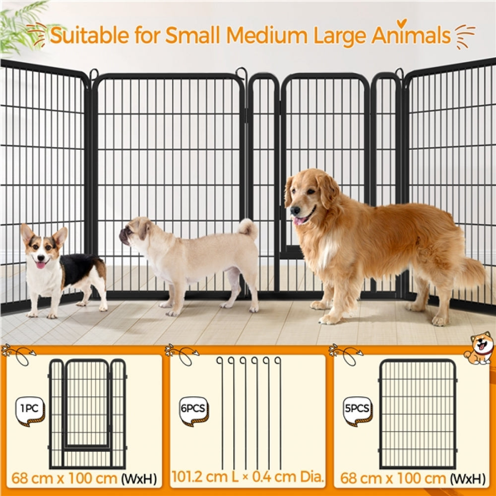 100cm Tall 6 Panels Heavy Duty Dog Playpen Exercise Barrier Outdoor Indoor Fence