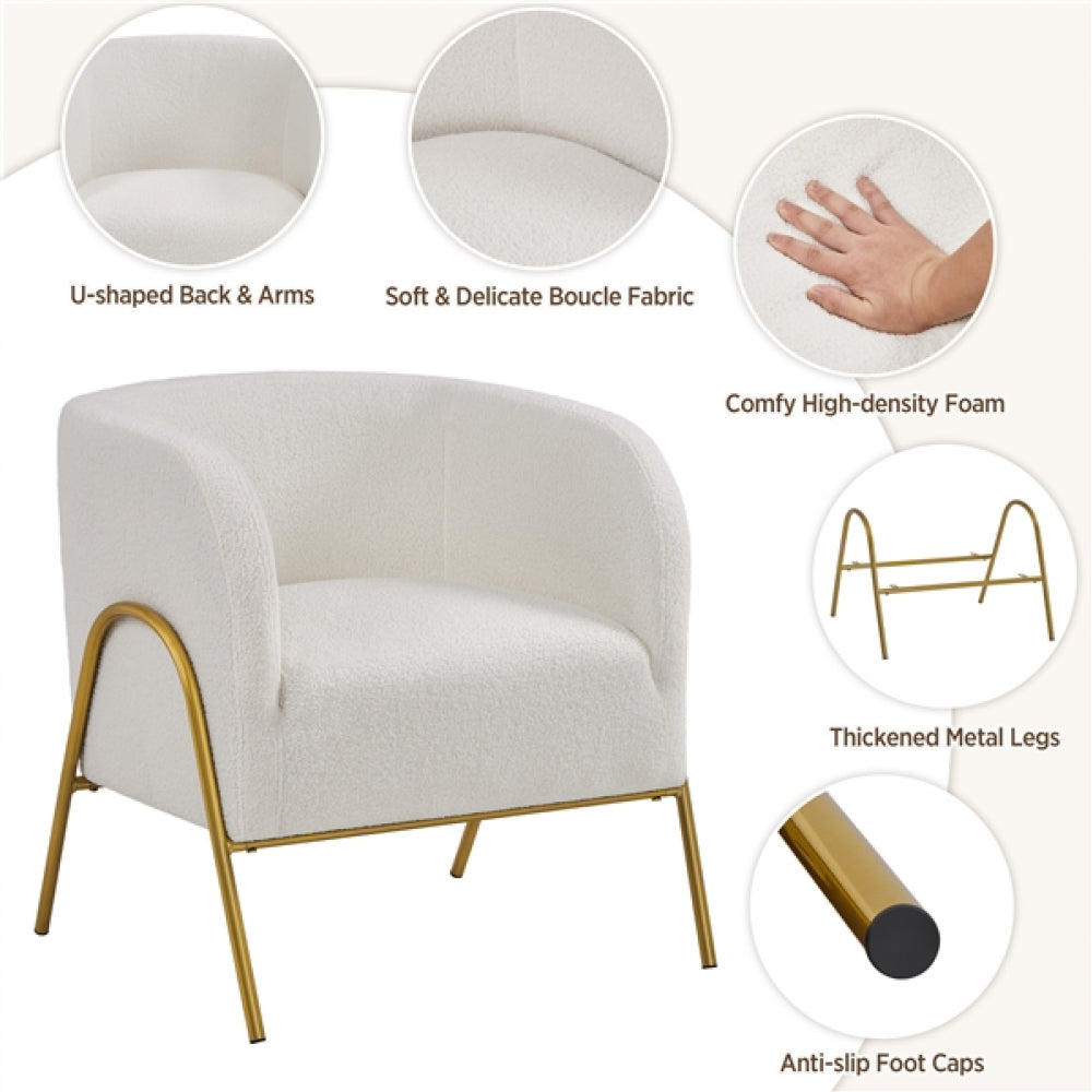 Contemporary Accent Armchair with Gold-tone Metal Legs
