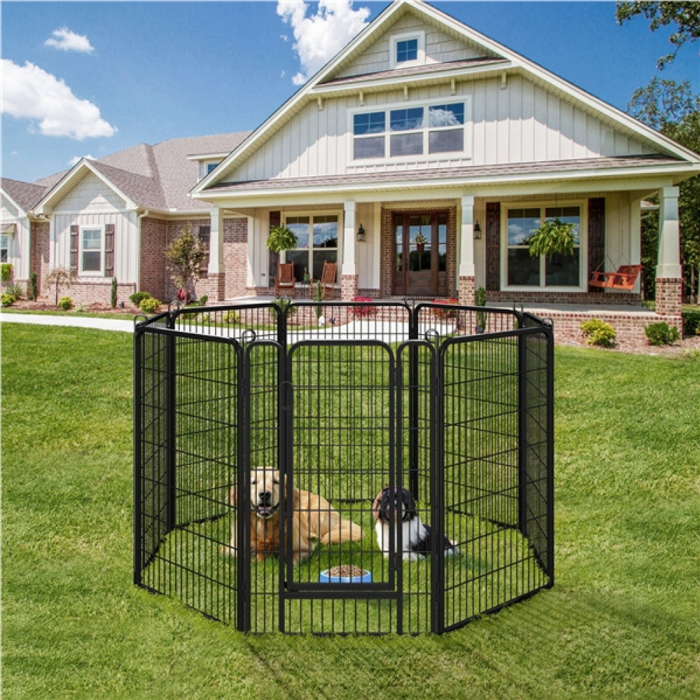 120cm Tall 8 Panels Dog Playpen Panels Foldable Metal Pet Fence
