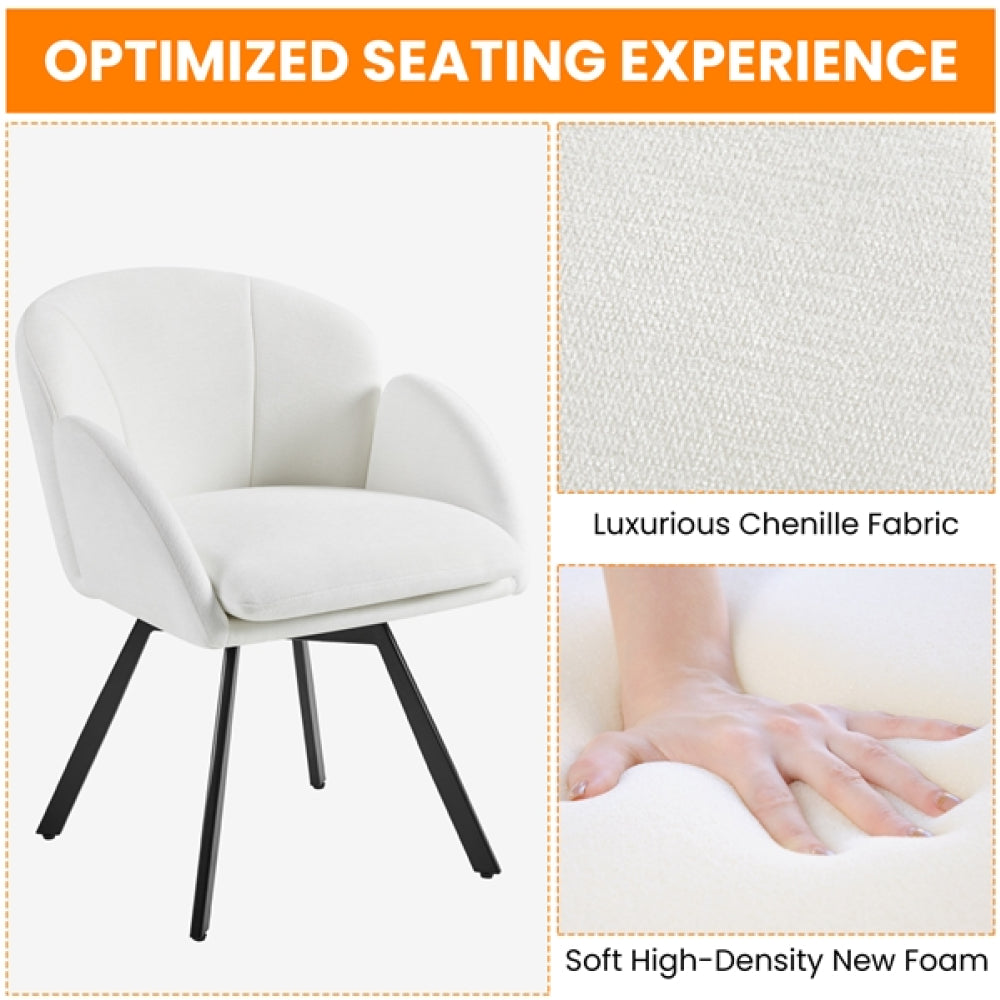 Flower-shaped Chenille Accent Armchair Contemporary Swivel Chair
