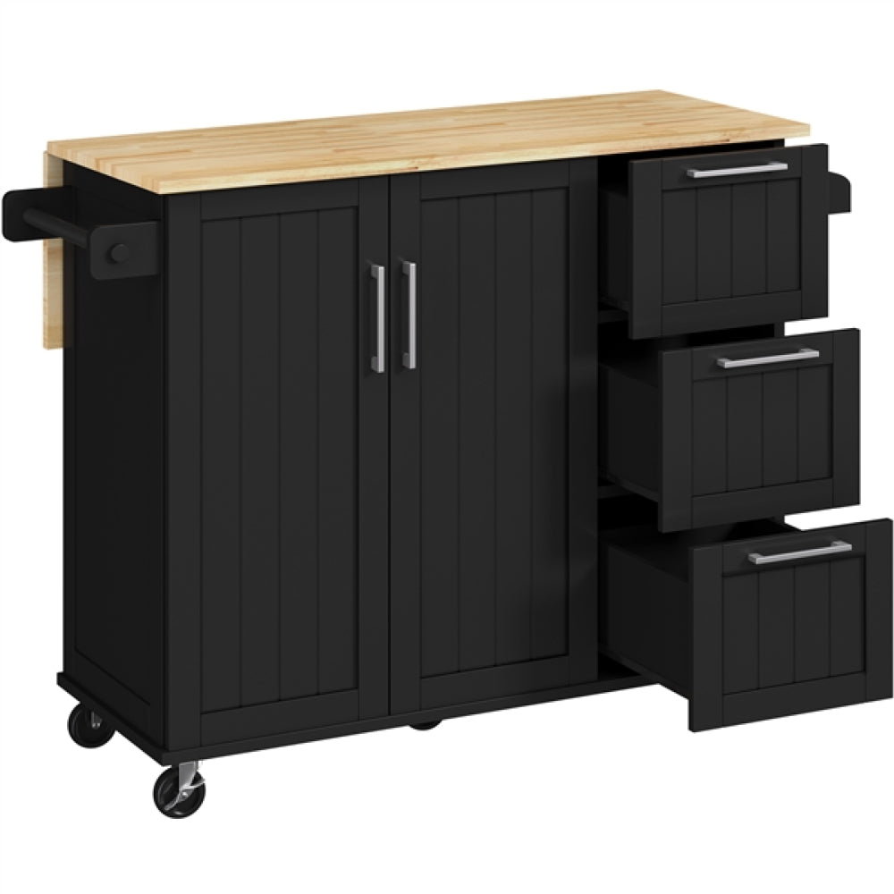 Kitchen Cart Kithen Trolley with Wood Top and Drop Leaf Breakfast Bar