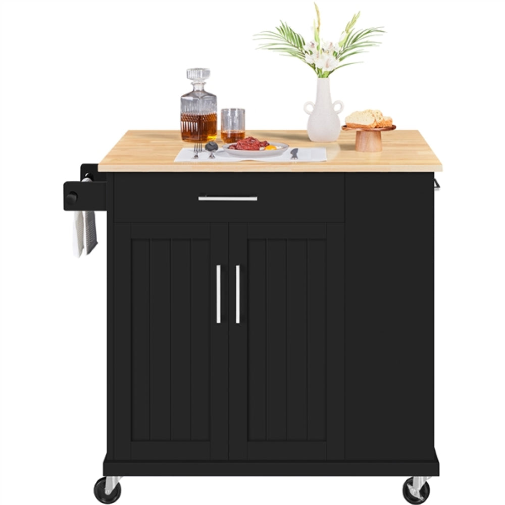 Kitchen Island Kitchen Trolley on Wheels with Drawers & Cabinet