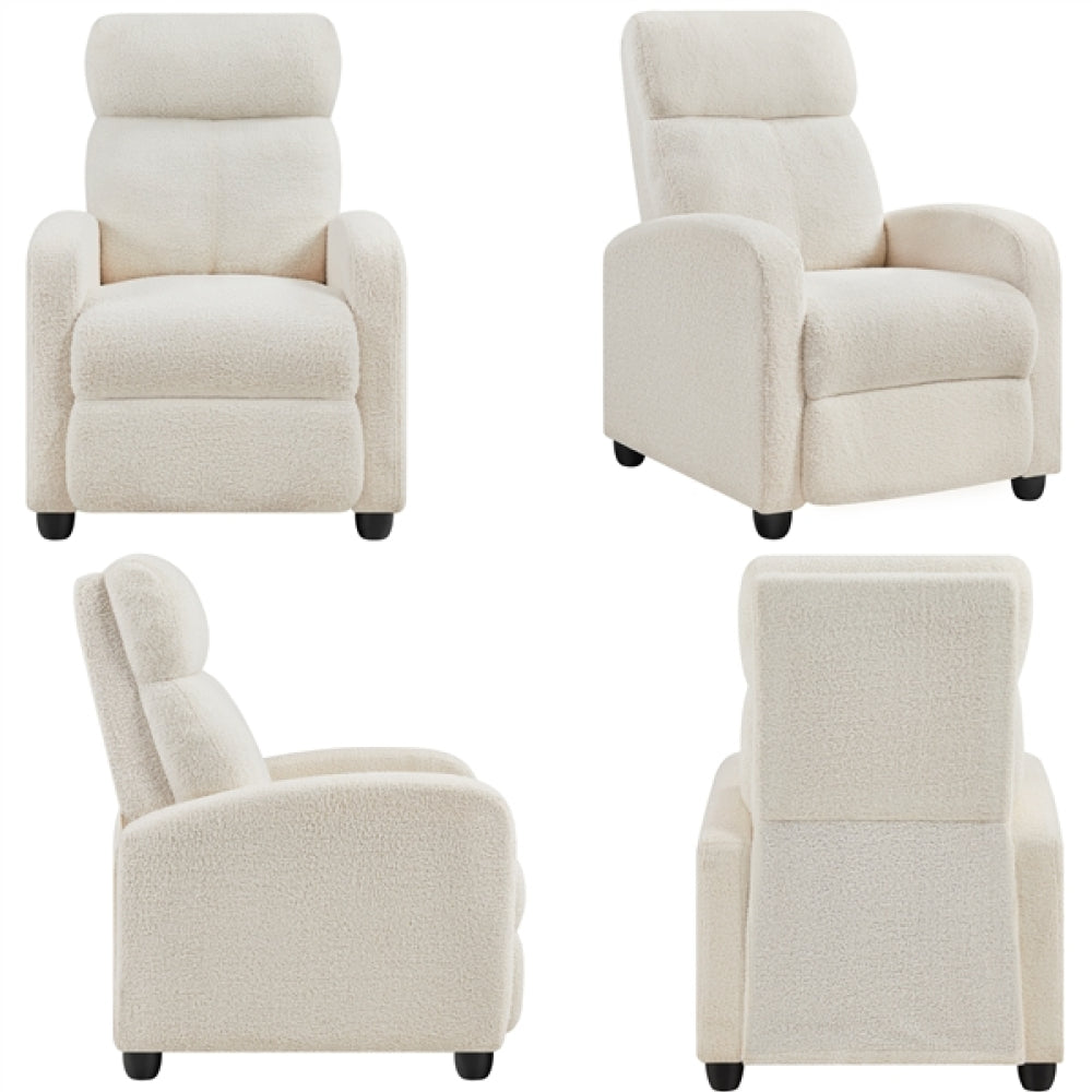 Upholstered  Recliner Boucle Recliner Sofa Adjustable Modern Single Reclining Chair