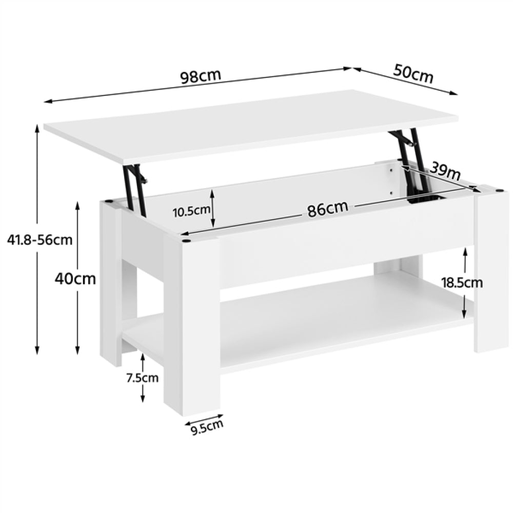 Space-saving Lift Top Coffee Table w/ Hidden Compartment & Open Shelf