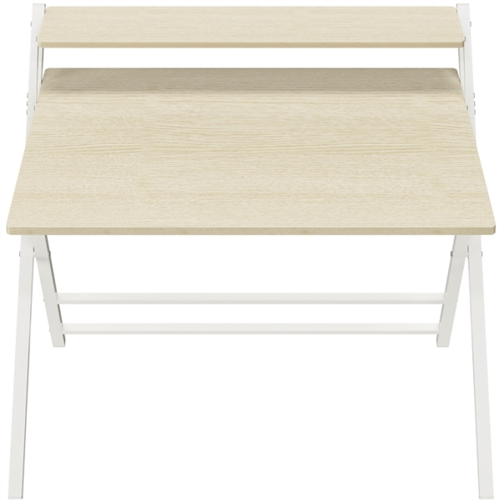 2-Tier Foldable Computer Desk w/ Monitor Shelf