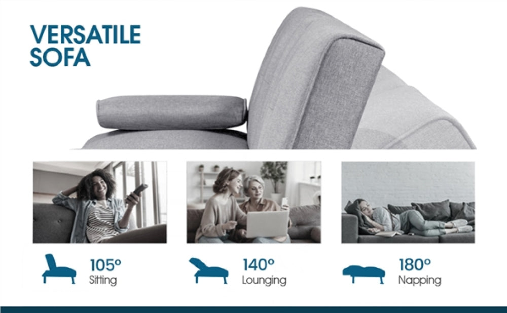 Fabric Upholstered Convertible Futon Sofa Bed With Cushions