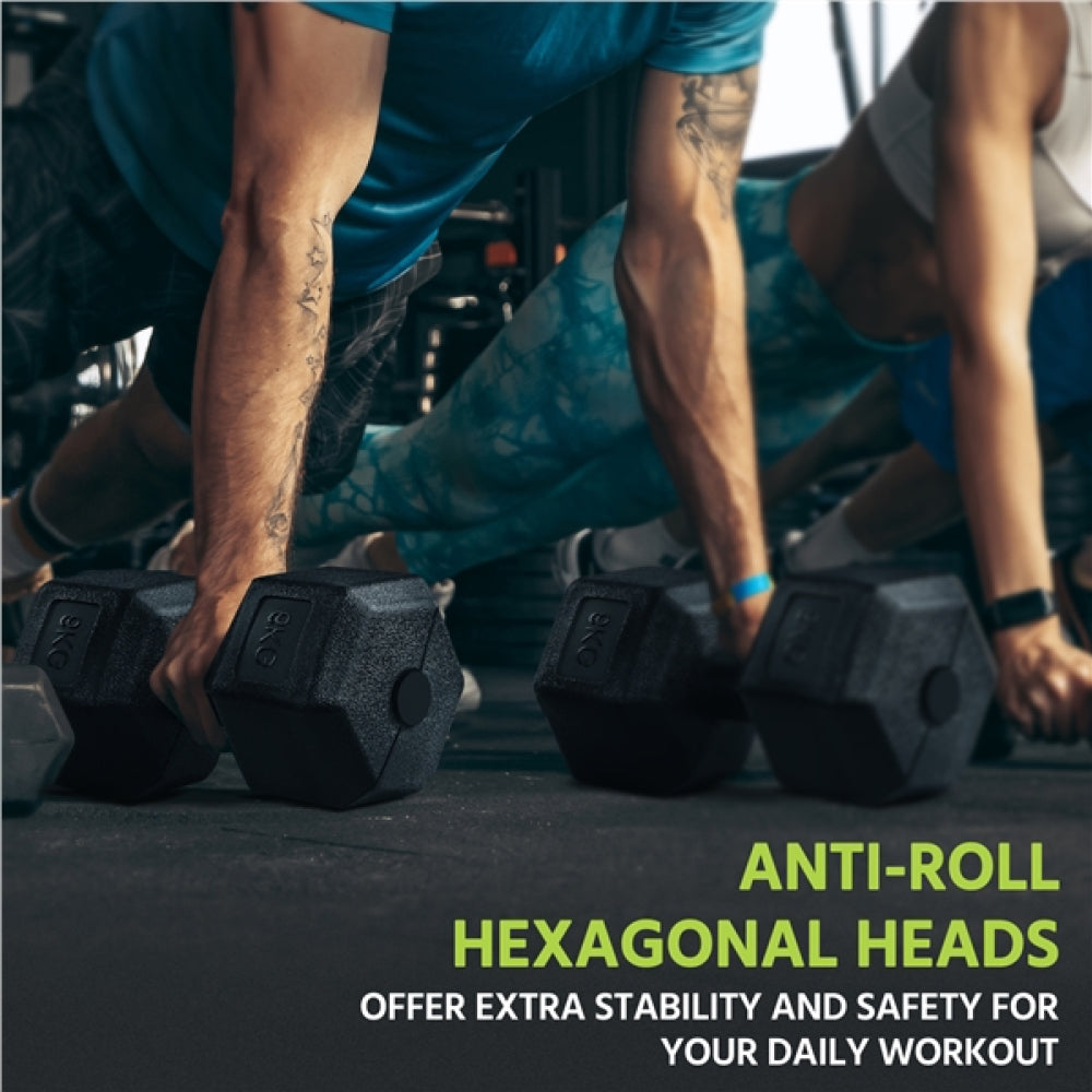 2x6kg Hexagon Dumbbells Set