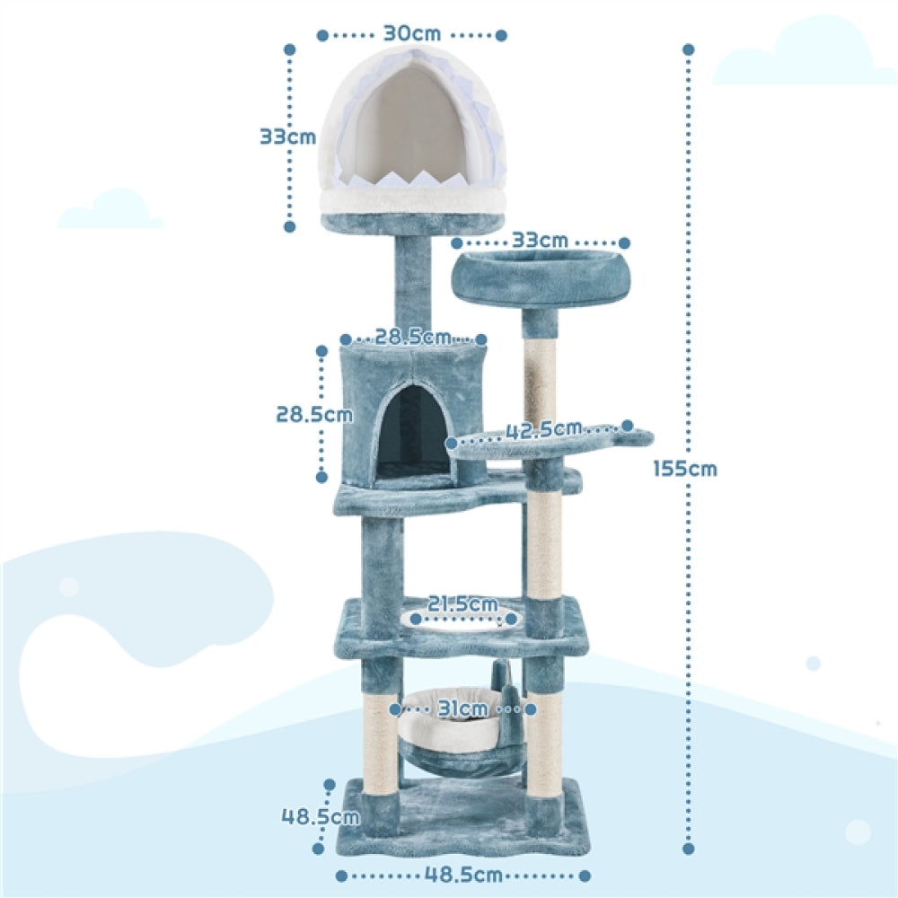 Multi-Level Ocean-themed Cat Tree Cat Tower