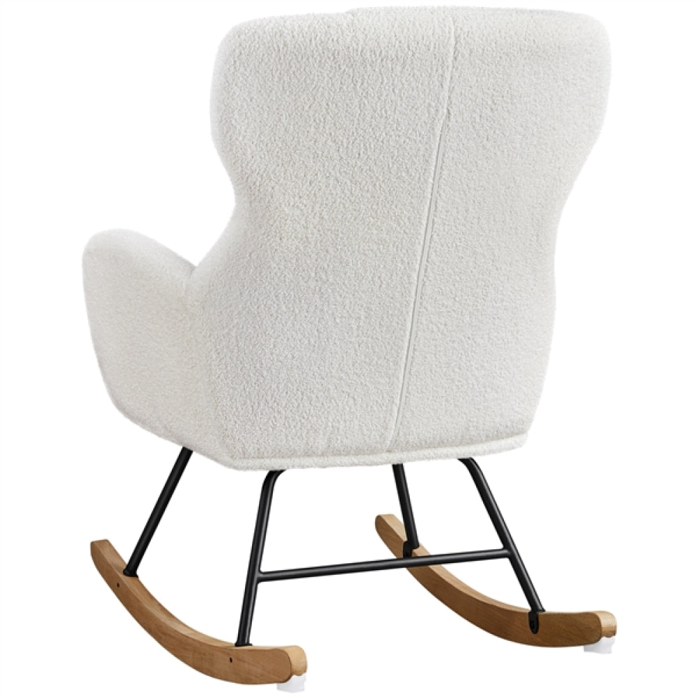 Boucle Upholstered Armchair Rocking Chair