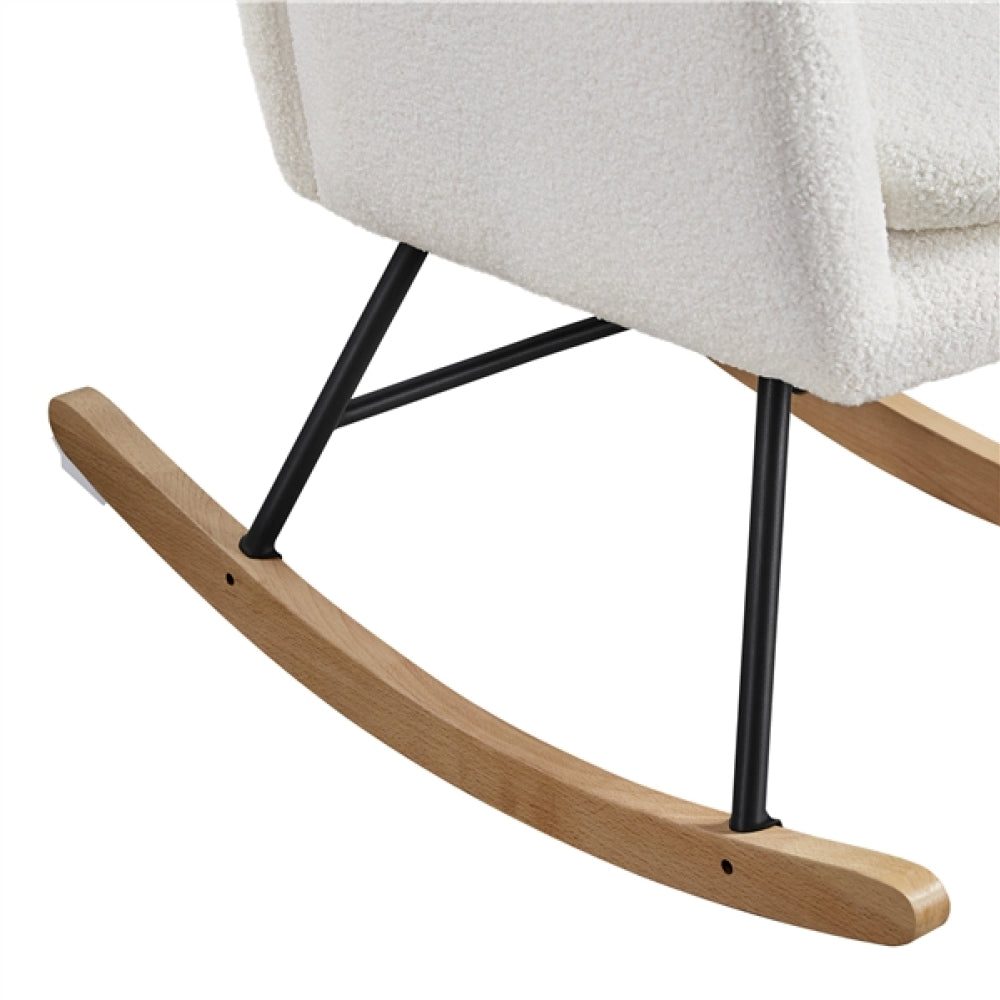 Boucle Upholstered Armchair Rocking Chair