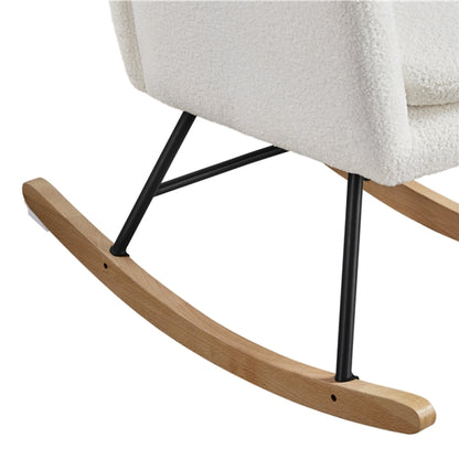 Boucle Upholstered Armchair Rocking Chair