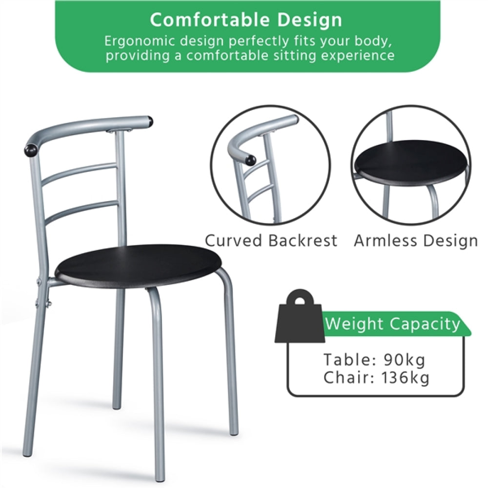 Modern Round Dining Table Set for 2 Chairs + 1 Table