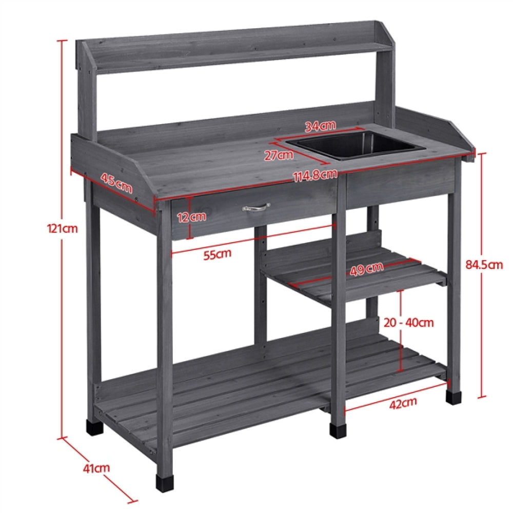 Garden Potting Bench with Basin Garden Work Bench Station