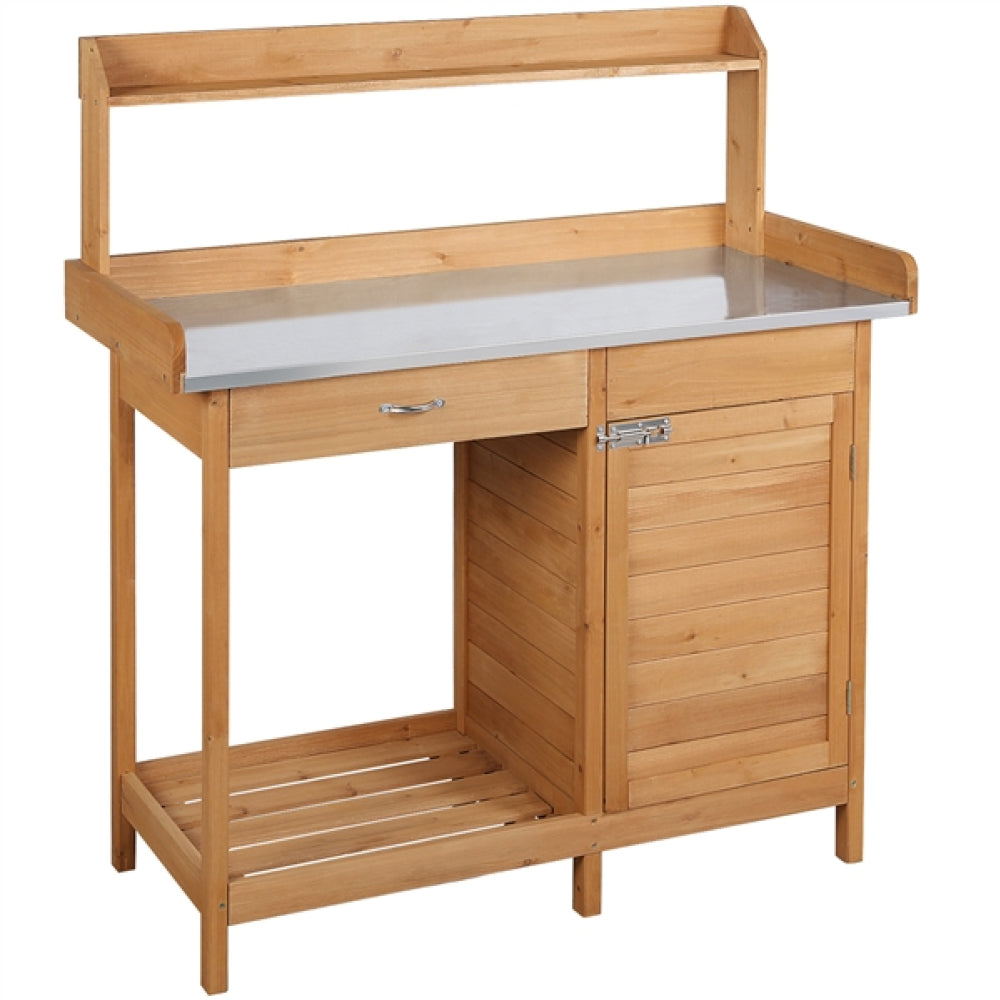 Outdoor Garden Potting Bench Table Work Bench Metal Tabletop