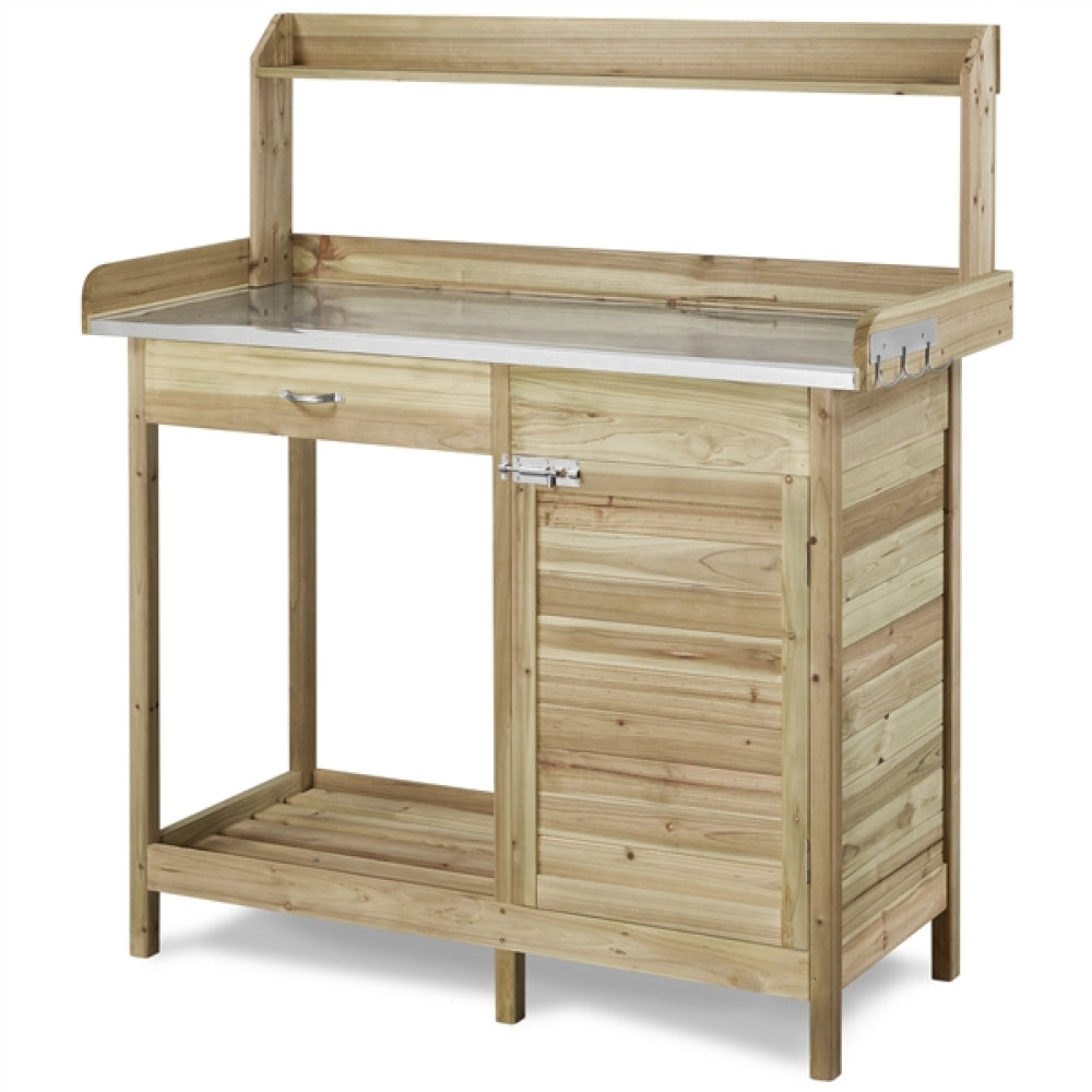 Outdoor Garden Potting Bench Table Work Bench Metal Tabletop