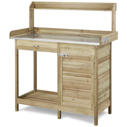 Outdoor Garden Potting Bench Table Work Bench Metal Tabletop