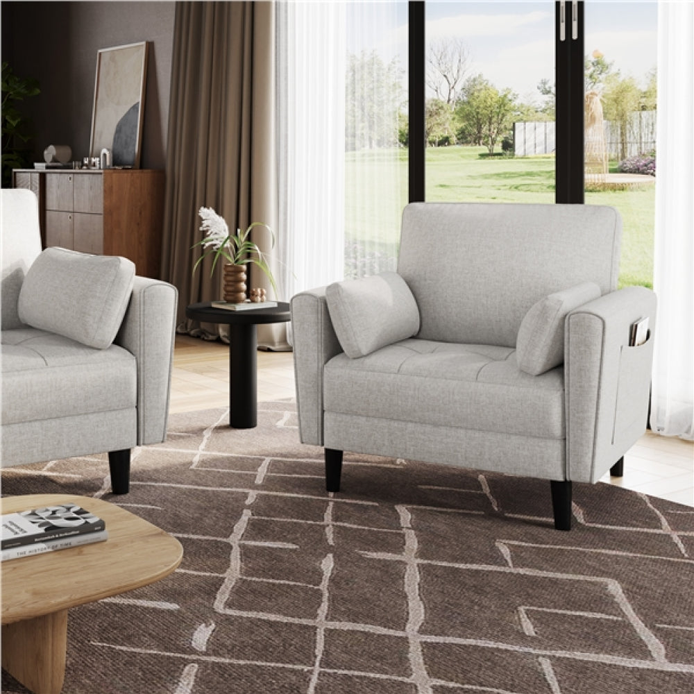 2pcs Tufted Oversized Armchairs Single Sofa Couch