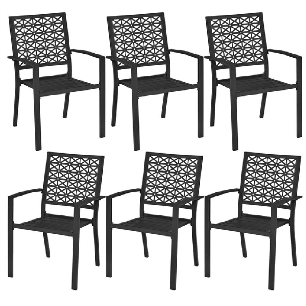 Set of 2 Outdoor Patio Dining Chairs with Armrests Modern Steel Bistro Chairs