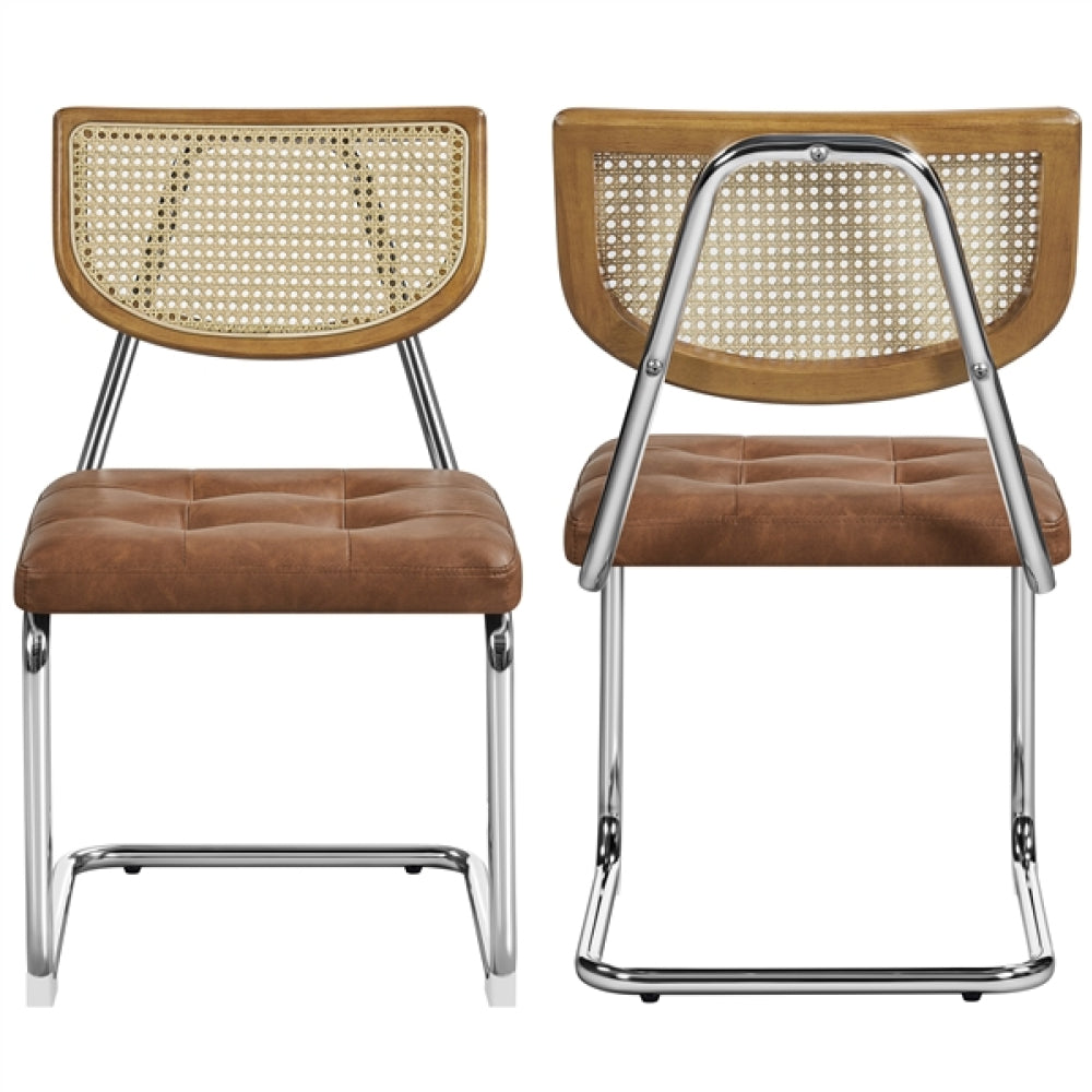 6PCS Mid-Century Modern Dining Chairs with Mesh Rattan Back