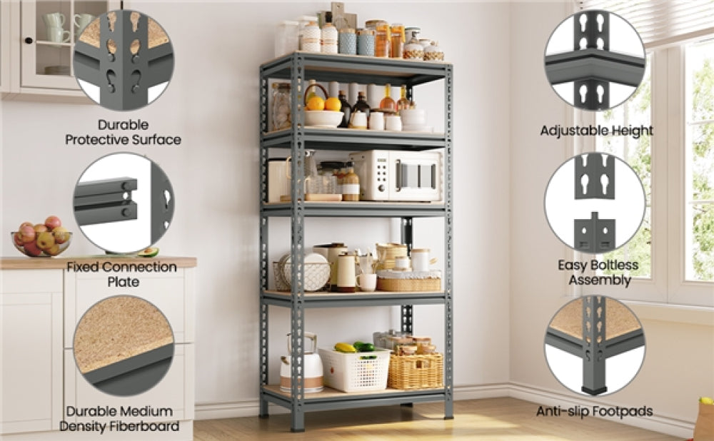 5-Tier Utility Shelves Adjustable Metal Shelving Units