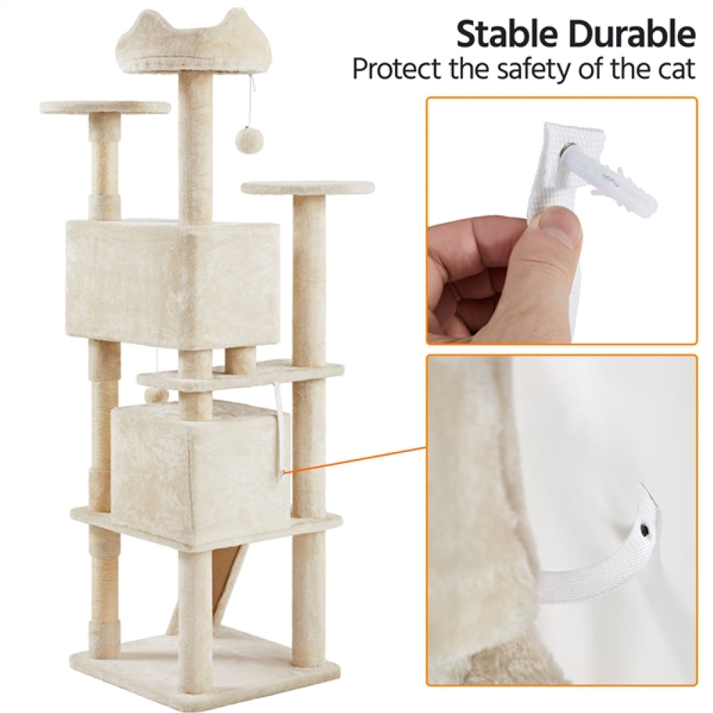 Cat Tree Cat Tower w/ Condos & Dangling Balls & Scratching Posts & Platforms