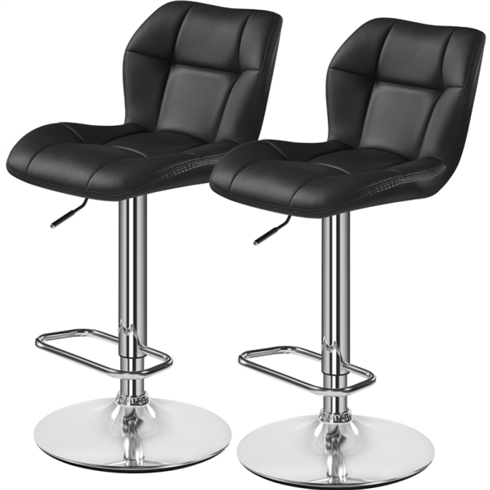 2PCS Adjustable Bar Stool Modern Faux Leather Swivel Bar Chair