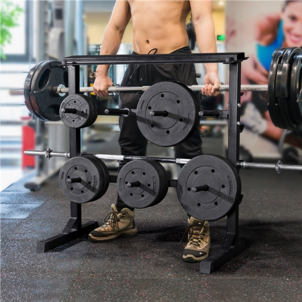 3 Tier Dumbbell Barbell Rack Weight Plate/Bar Storage Holder