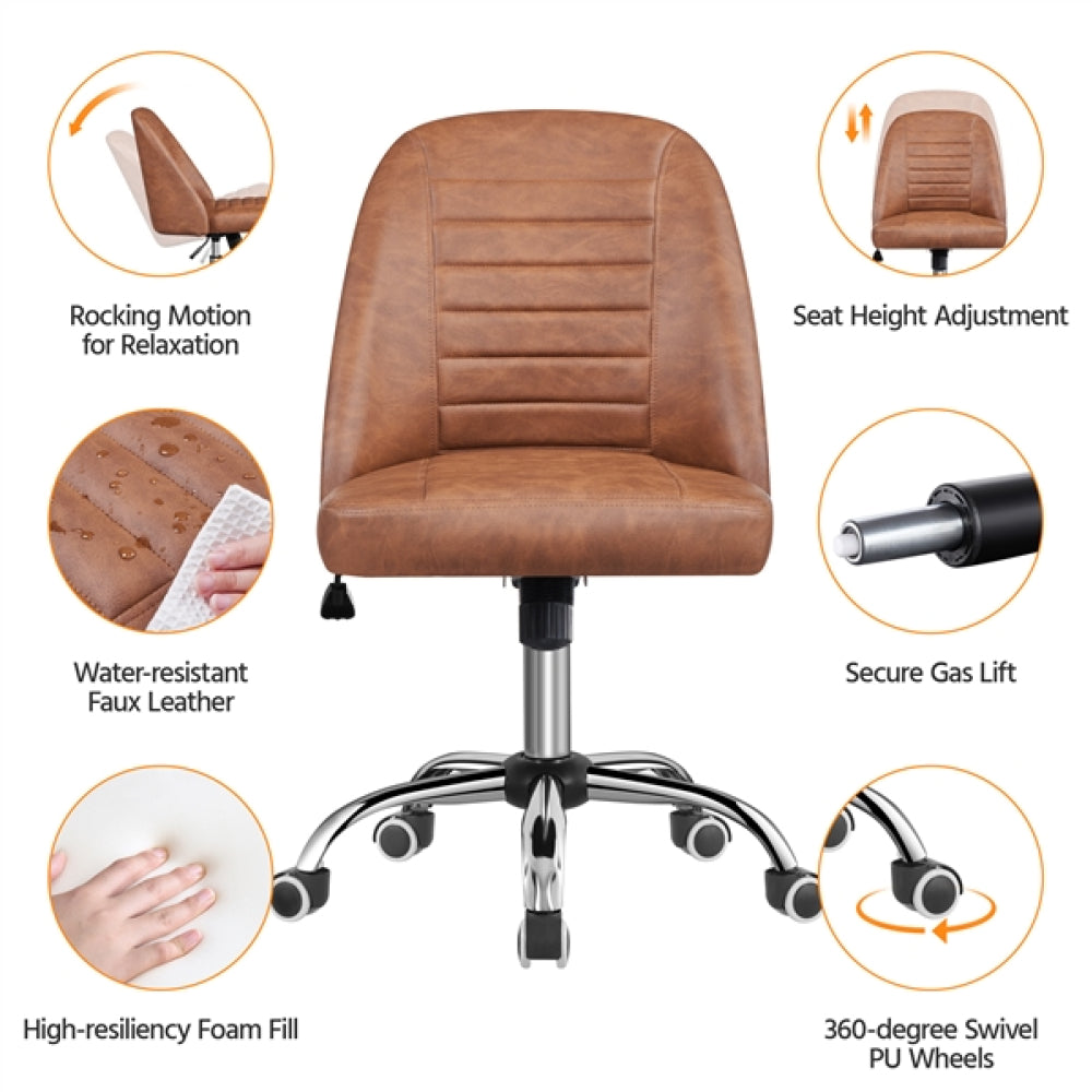 Faux Leather Mid Back Home Office Desk Chair