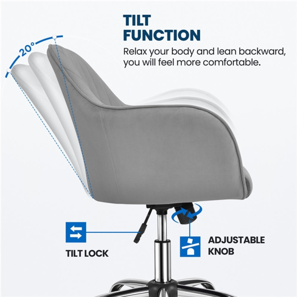 Modern Velvet Desk Chair Soft Height-Adjustable 360°Swivel Computer Chair