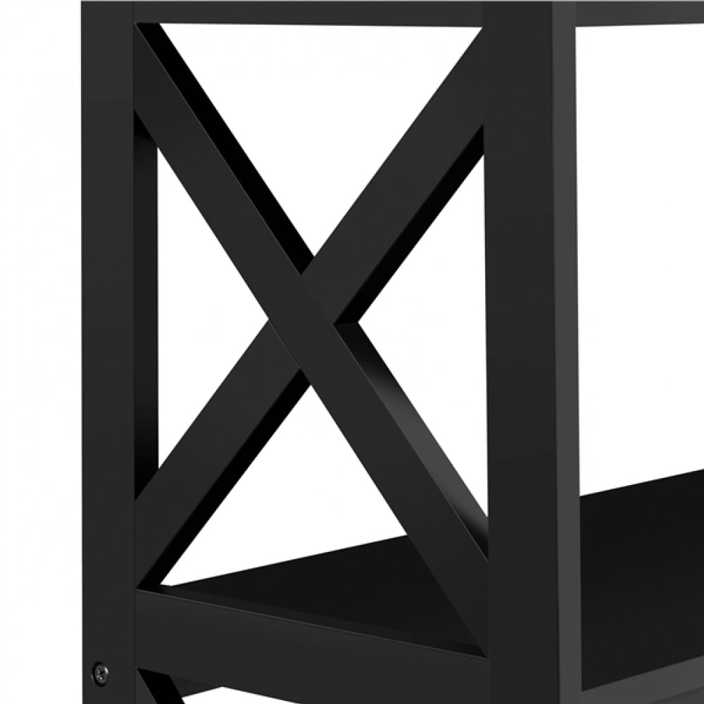 3-Tier Wooden Console Table Sofa Side Table with X-shape