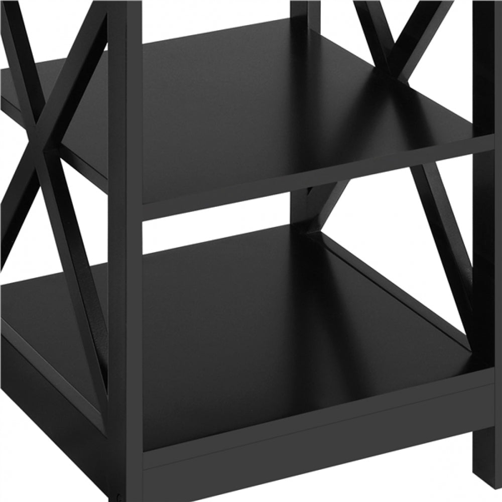 3 Tier Wood X Shape Bedside End Table Storage Cabinet Night Stand