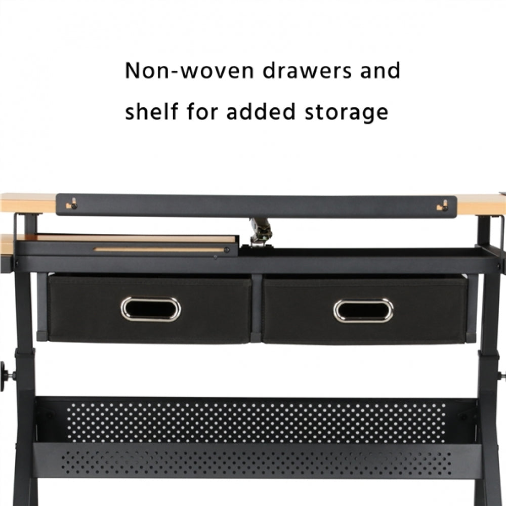 Drafting Table & Stool Set with Adjustable Table Angles & Heights All-in-One