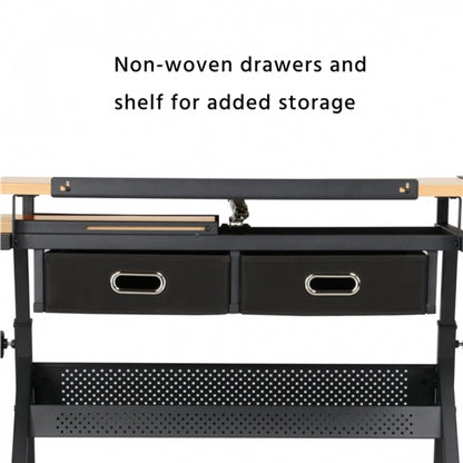Drafting Table & Stool Set with Adjustable Table Angles & Heights All-in-One