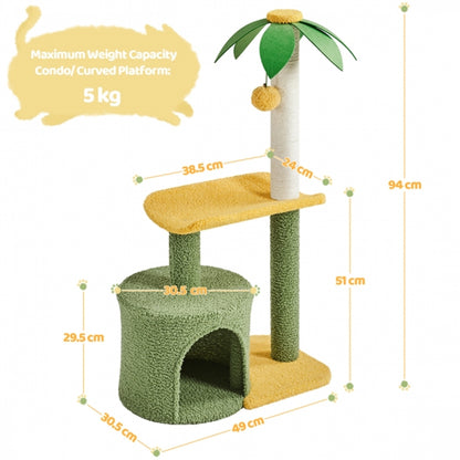 Coconut Palm Cat Tree Cat Scratching Post with Natural Sisal Rope