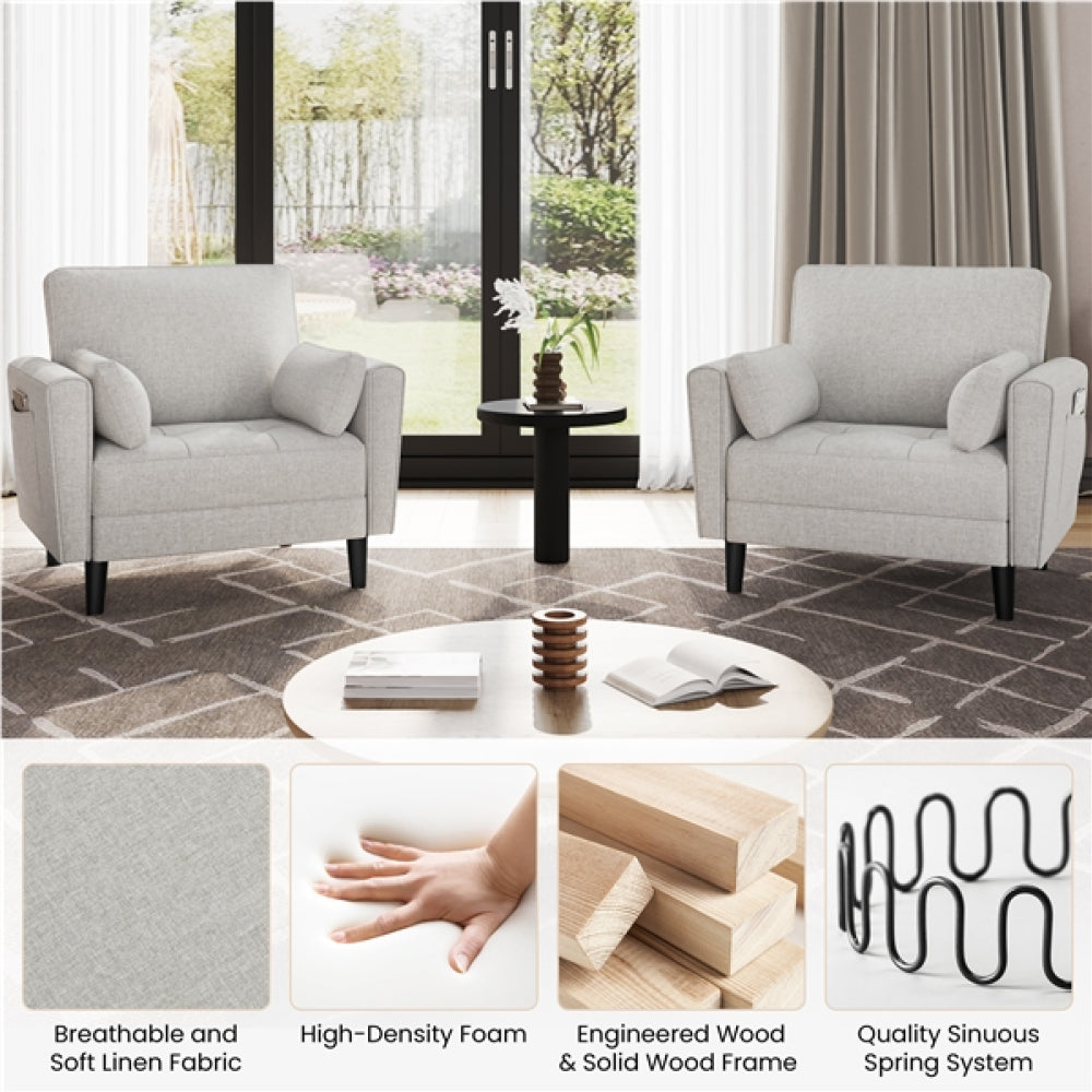 Tufted Oversized Armchair Comfy Fabric Accent Chair Single Sofa