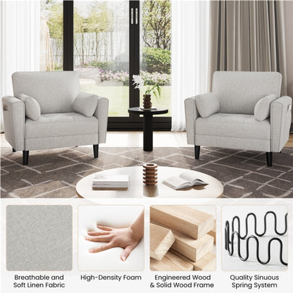 Tufted Oversized Armchair Comfy Fabric Accent Chair Single Sofa
